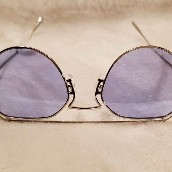 YHF Los Angeles Stephanie Blue Transparent Aviator Sunglasses & Iridescent Case - Picture 7 of 12